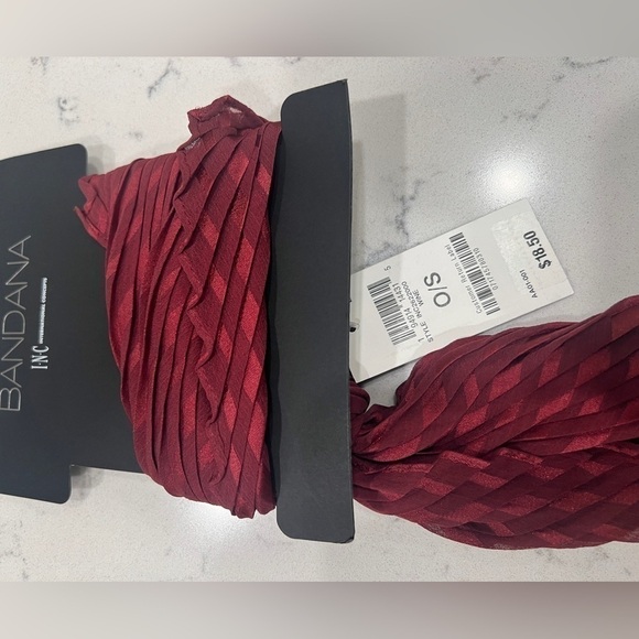 INC International Concepts Pleated Square Scarf wine New - Picture 4 of 5